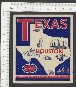 Texas Houston Map Humble Touring Service Window/windshield Sticker