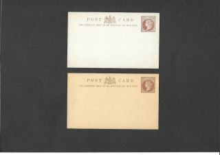 Gb Postal Stationery 1888 Qv 1/2d Brown Postcards Size A H&b Cp21 & Cp22