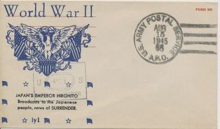 World War Ii Patriotic Envelope Apo 65 8/15/1945 Japan Surrenders Red Cross Enve
