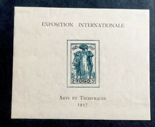 Togo France 1937 Paris International Colonial Arts Exposition S/s Mhog Vf Y6/40