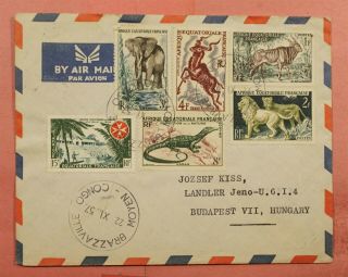 1957 French Equatorial Africa Brazzaville Congo Airmail To Hungary