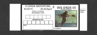 1999 Florida State Duck Migratory Waterfowl Stamp Mnhog
