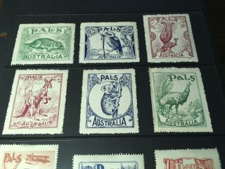 AUSTRALIAN CINDERELLA PALS SERIES STAMPS 1923 - 1925 ZOO & FLEET STAMPS. 2