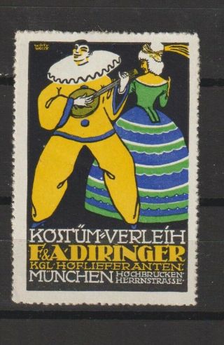 German Poster Stamp Artist Willy Wolff Clown Rrr