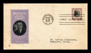 Dr Jim Stamps Us Woodrow Wilson President Fdc Cover Scott 832 High Value