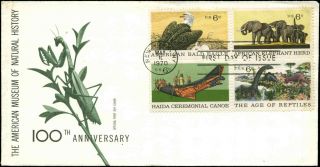 Us Fdc 1390a Block Of 4 American Museum Of Natural History Cachet York,  Ny