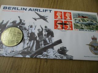 1999 First Day Cover Stamps With Berlin Airlift Coin.  No08141.  Coin.