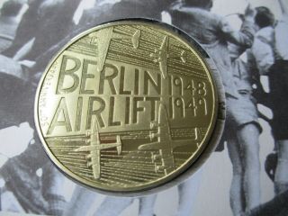 1999 First day cover stamps with Berlin Airlift coin.  No08141.  Coin. 2