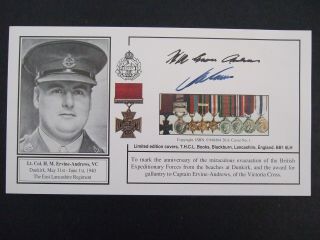 Rare Limited Edition Signed Cover - Lt Col H M Ervine - Andrews Vc Dunkirk 1940