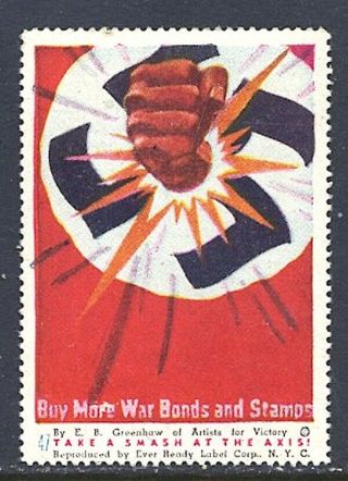 Usa World War Ii Patriotic Buy More War Bonds Fist Smashing Nazi Flag