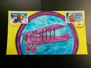1991 Bee Hand Painted Cachet Aviation Quimby Piper Dual Pmk