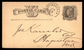 Us 1882 Martinsburg National Bank June 6th Stationery Card To Hagerstown Md