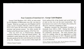 DR JIM STAMPS US FOUR CENTURIES AMERICAN ART GEORGE CALEB BINGHAM FDC COVER 2