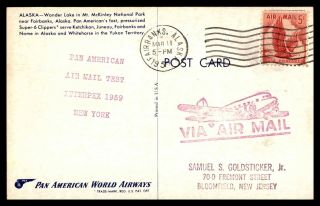 Fairbanks Alaska Pan American Air Mail Test Interpex 1959 Air Mail Postcard