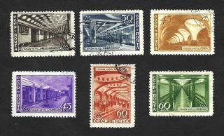 Russia 1947 Moscow Subway Scenes.  Complete Set.  Sc.  1153 - 58
