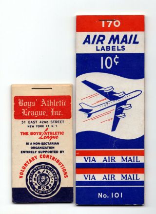 2 Us Airmail Label Booklets Boys Athletic League Id 1576