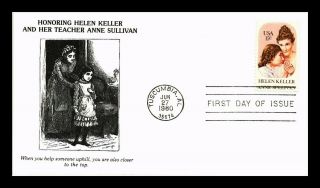 Dr Jim Stamps Us Helen Keller Anne Sullivan Fdc Limited Edition Cover Tuscumbia