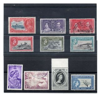 Gilbert & Ellice Gv/gv1/qe2 Sel.  1935 - 56 10 Vals.  To 1s.  Hh.  Mint/used