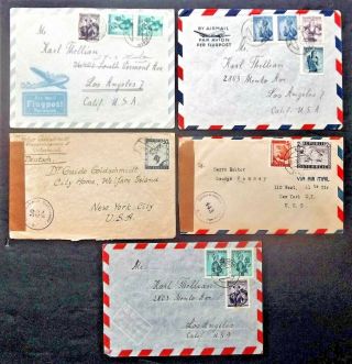 (austria C) Austria Stamp Covers.  5 Letters All Mailed To Usa