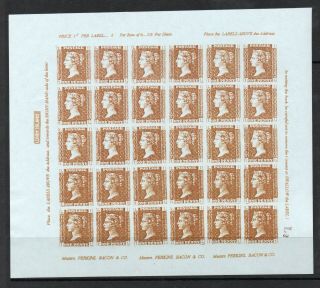 Gerald King Lundy Isle Full Sheet 1d Browns (imperf) With Letters Rear Lot 295