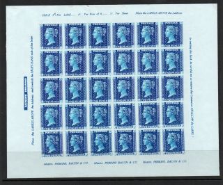 Gerald King Lundy Isle Full Sheet 2d Blues With Stars (imperf) Rear Lot 292