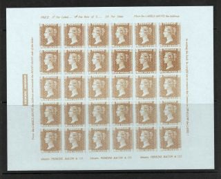 Gerald King Lundy Isle Full Sheet 1d Browns With Stars (imperf) Rear Lot 287