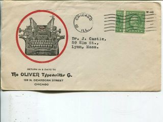 Usa 1c Miscut On Typewriter Advertizing Cover,  Chicago Ill