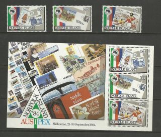 Norfolk Islands 1984 Ausipex - Stmps On Stamps Set & Min Sheet Umm / Mnh