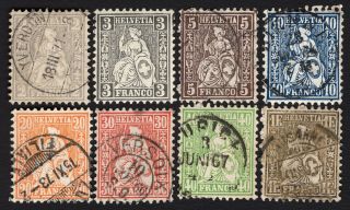 Helvetia 1862 - 1881 Incomplete Set Of Stamps Mi 20 - 26,  28 Mh/used Cv=231€