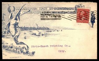 Mayfairstamps Us 1898 Wisconsin Semi - Centennial Celebration Illustrated Cover Ww