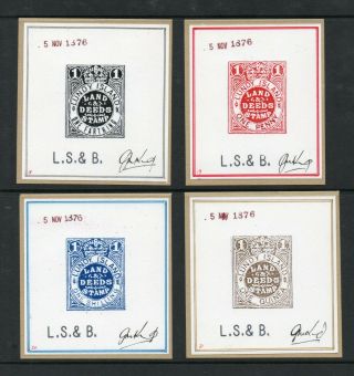 Gerald King Lundy Isle Set Of Four Land & Deeds Signed Proofs Lot 272