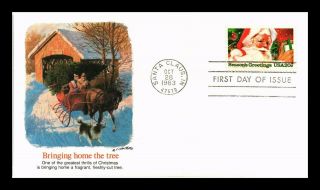 Dr Jim Stamps Us Bringing Home Tree Santa Claus Indiana Fdc Christmas Cover