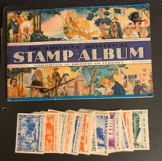 Us Poster Stamps 1937 The Amrican Historic Stamp Album & 32 Complete Set C3/80