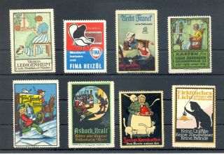 Poster Stamps - Germany = Cat Gato Katze = 8 X St - - F/vf - - @590