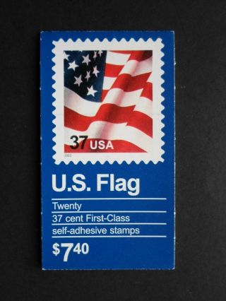 2002 Flag - Cat 3634c,  D Bk291a Twenty 37 Cent Booklet Mnh Og