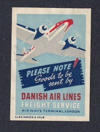 Denmark Scarce Poster Stamp Danish Airlines Freight Service Terminal London