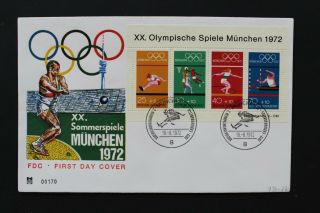 Db142 Germany 1972 Fdc Miniature Sheet Olympic Games Munich