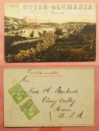 1910 Austrian Levant 46 Nazareth Postcard Haifa To Usa