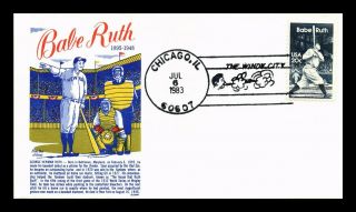 Us Cover Babe Ruth Baseball Fdc Gamm Cachet Chicago Illinois Windy City