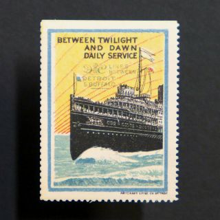 Poster Stamp Usa 1915 D&c Ship Lines Great Lakes Label Mnh • Cinderella
