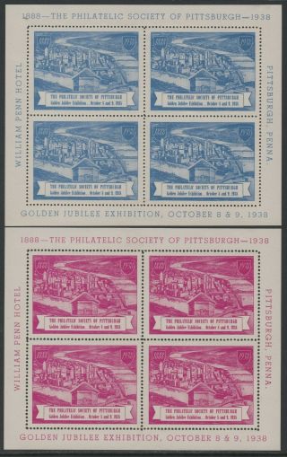 " Philatelic Society Of Pittsburgh " 1938 Golden Jubilee Exhibition - 4 S/s Mh