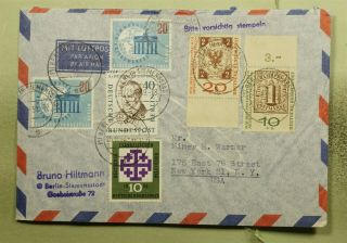 Dr Who 1959 Germany Berlin To Usa Multi Franked Air Mail C124712