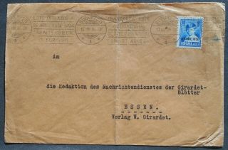 Romania 1930 Postcard Sent From Bucharest To Essen Franked W/ 10 Lei Stamp