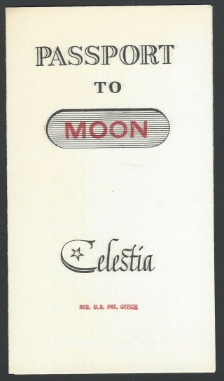 James Mangan’s Nation Of Celestial Space 1960 Passport To The Moon Ex Jim Czyl