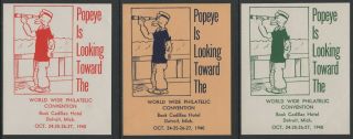 World Wide Philatelic Convention Detroit 1940 - 3 Souvenir Sheets Mlh