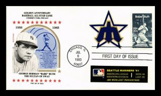 Us Cover Babe Ruth Baseball All Star Game Golden Anniversary Fdc