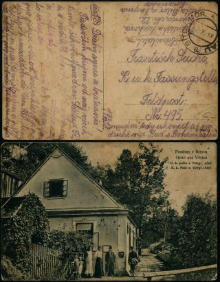 A985 Austria Czechoslovakia Fieldpost Postcard Bitov Fpo 495 - 1918
