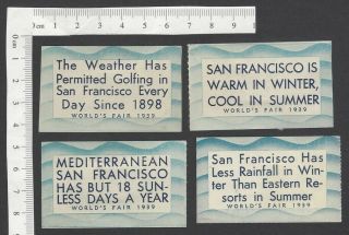 1939 World Fair,  San Francisco Publicity Poster Stamps Mh (4)