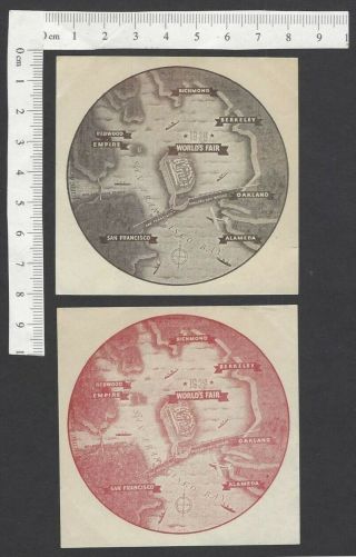 1939 World Fair,  San Francisco Map Large Publicity Poster Stamps (3)