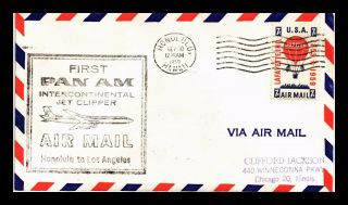 Dr Jim Stamps Us Honolulu Pan Am Clipper Air Mail Cover 1959 Los Angeles
